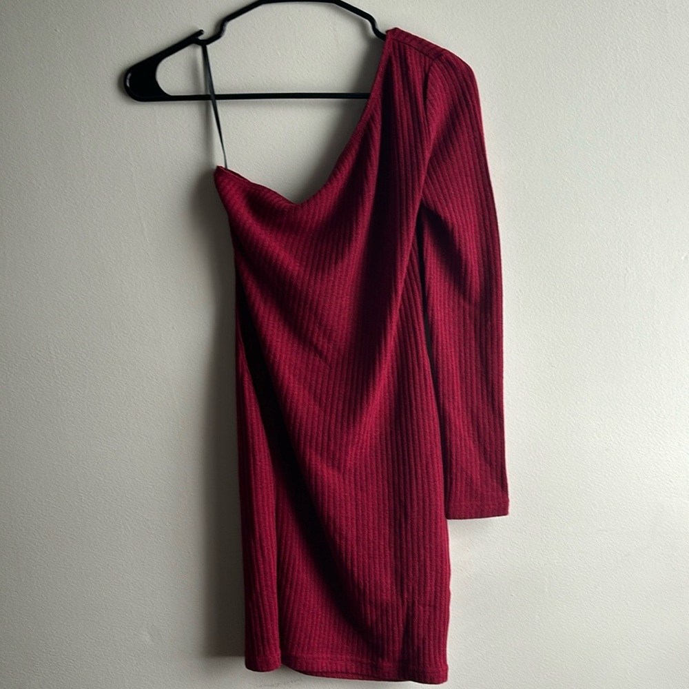 Red One Shoulder Bodycon Dress mini